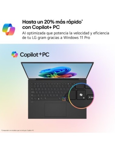 Portátil LG Gram 14Z90U-V.AZ85BN Intel Core Ultra 7-355/ 32GB/ 512GB SSD/ 14'/ Win11 Pro