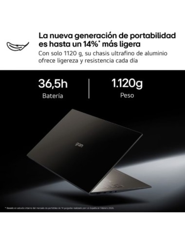 Portátil LG Gram 14Z90U-V.AZ85BN Intel Core Ultra 7-355/ 32GB/ 512GB SSD/ 14'/ Win11 Pro
