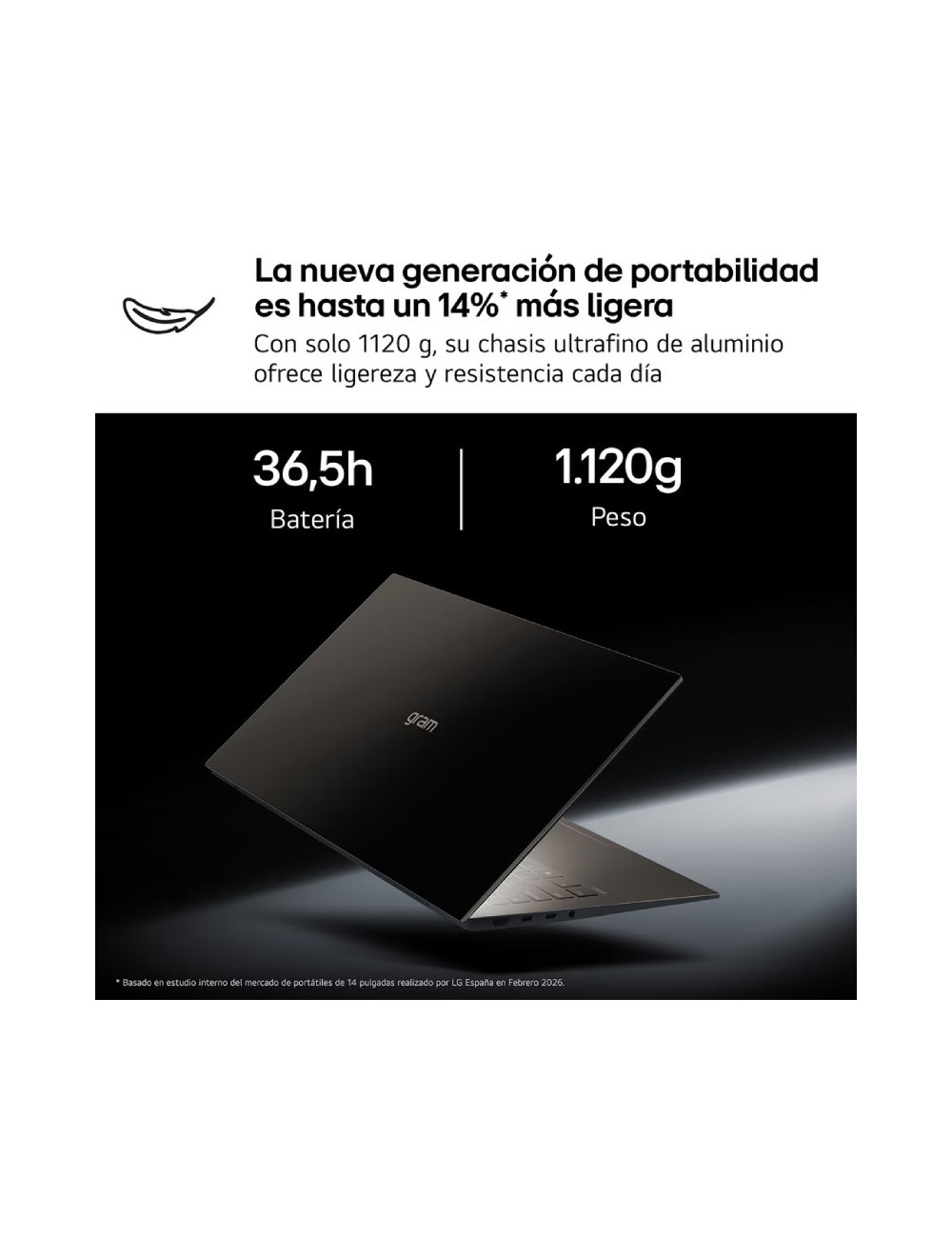 Portátil LG Gram 14Z90U-V.AZ85BN Intel Core Ultra 7-355/ 32GB/ 512GB SSD/ 14'/ Win11 Pro