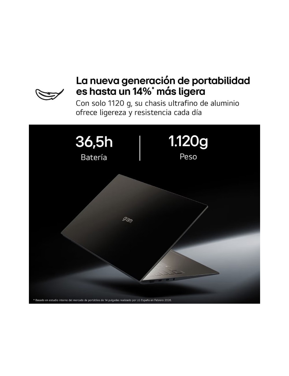 Portátil LG Gram 14Z90U-V.AZ85BN Intel Core Ultra 7-355/ 32GB/ 512GB SSD/ 14'/ Win11 Pro