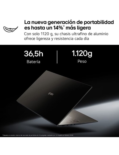 Portátil LG Gram 14Z90U-V.AZ85BN Intel Core Ultra 7-355/ 32GB/ 512GB SSD/ 14'/ Win11 Pro