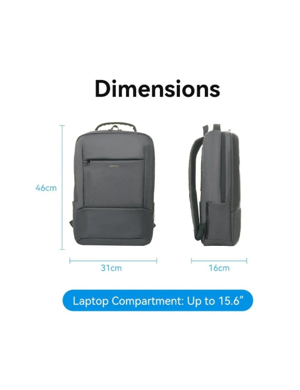 Mochila Vention KRNB0 para Portátiles hasta 15.6'/ 23L/ Gris Oscuro
