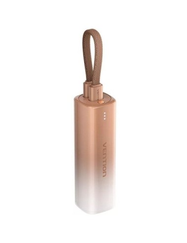 Powerbank 5000mAh Vention FHWJ0/ 20W/ Dorado/ Incluye Cable USB Tipo-C y Lightning