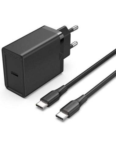 Cargador de Pared Vention FAHBF-EU/ 1xUSB Tipo-C + 2x Cable USB Tipo-C/ 25W