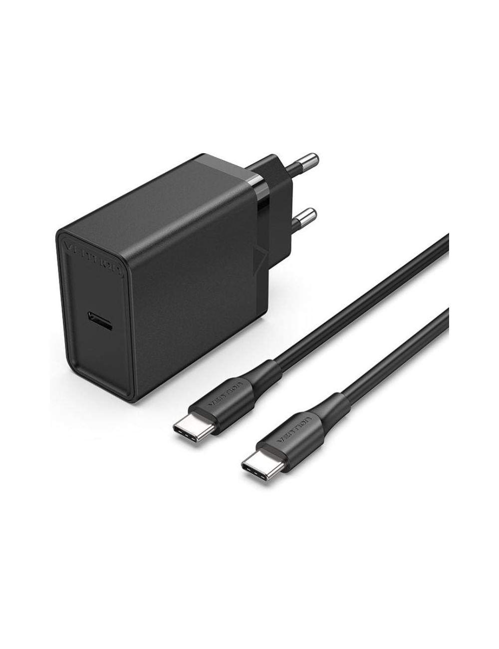 Cargador de Pared Vention FAHBF-EU/ 1xUSB Tipo-C + 2x Cable USB Tipo-C/ 25W