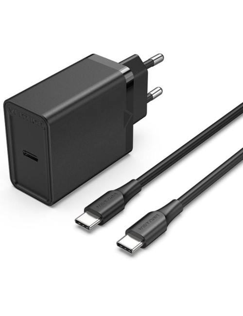 Cargador de Pared Vention FAHBF-EU/ 1xUSB Tipo-C + 2x Cable USB Tipo-C/ 25W