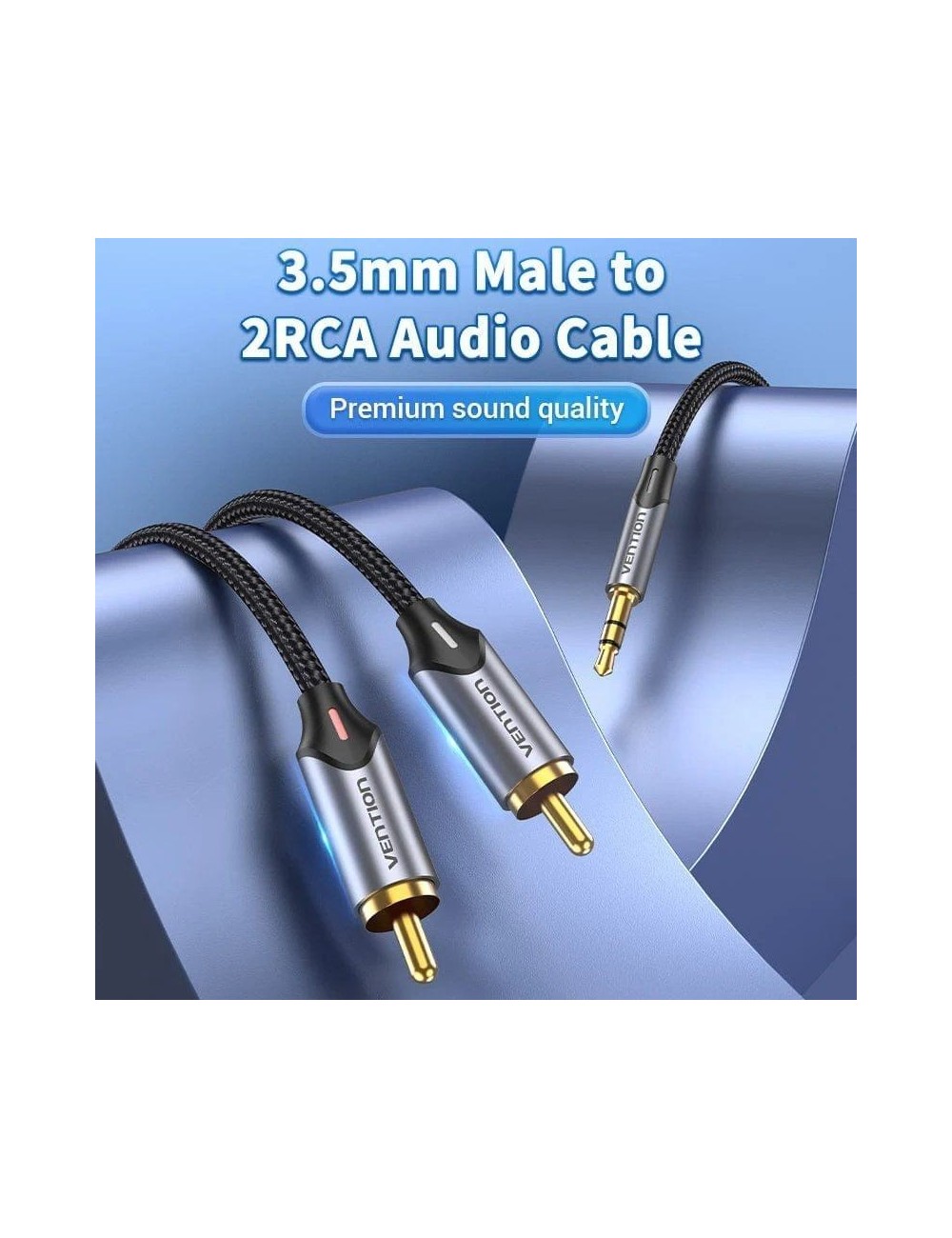 Cable Audio Vention BCNBG/ 2x RCA Macho - Jack 3.5 Macho/ 1.5m/ Gris