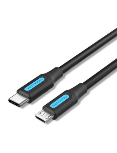 Cable USB 2.0 Tipo-C Vention COVBG/ USB Tipo-C Macho - MicroUSB Macho/ 480Mbps/ 1.5m/ Negro
