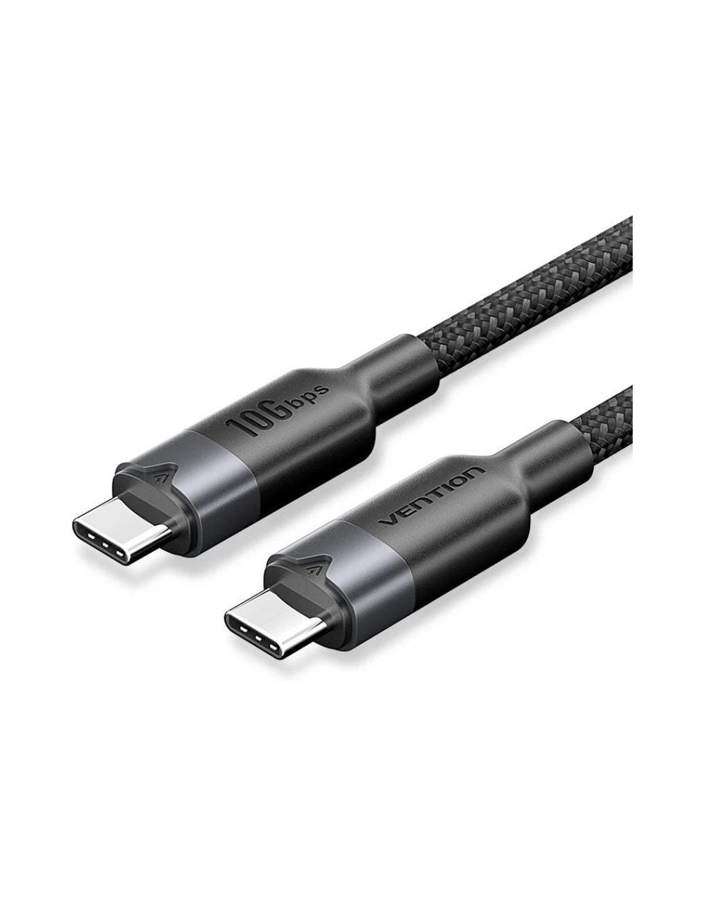 Cable USB 3.2 Tipo-C 5A Vention TRGBH/ USB Tipo-C Macho - USB Tipo-C Macho/ Hasta 100W/ 10Gbps/ 2m/ Negro