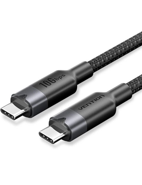 Cable USB 3.2 Tipo-C 5A Vention TRGBH/ USB Tipo-C Macho - USB Tipo-C Macho/ Hasta 100W/ 10Gbps/ 2m/ Negro