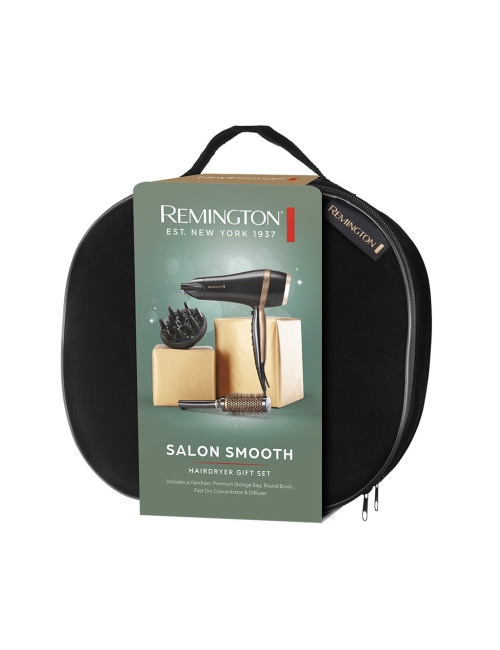 Secador Remington Salon Smooth Hair Dryer Gift Set/ 2100W/ Iónico/ Negro