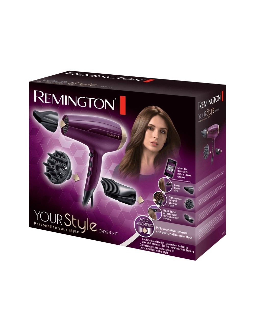 Secador Remington Your Style Dryer Kit/ 2300W/ Negro/ Iónico/ 3 Accesorios
