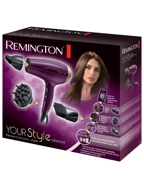 Secador Remington Your Style Dryer Kit/ 2300W/ Negro/ Iónico/ 3 Accesorios