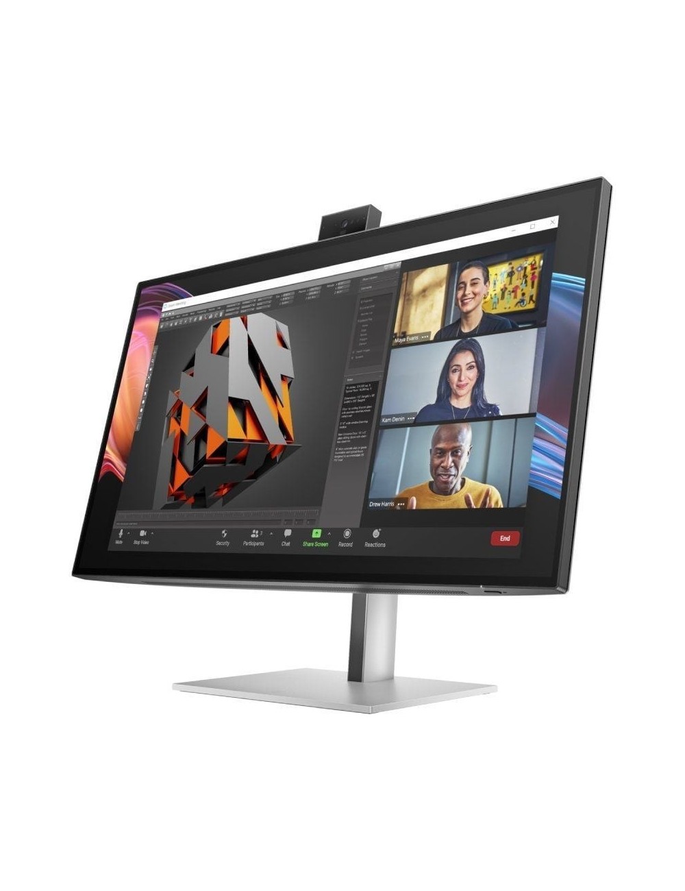 Monitor Profesional HP Pro serie 7 27'/ 4K/ Webcam/ Multimedia/ Regulable en Altura/ Plata