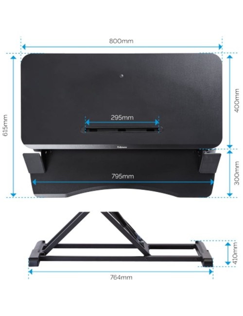 Soporte de Sobremesa Elevable Fellowes Sit-Stand Lotus Corsivo/ hasta 15kg/ Negro