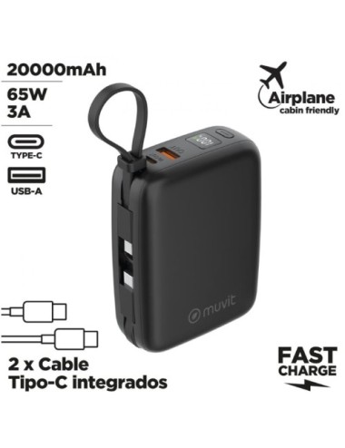 Powerbank 20000mAh Muvit For Change MCCHP0015/ 65W/ Negra