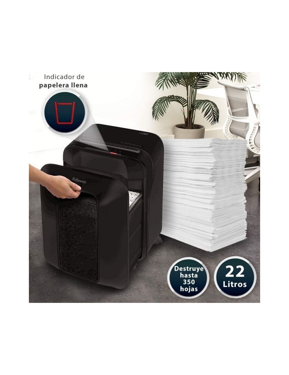Destructora Fellowes LX201/ Corte en Partículas de 2 x 12mm/ Negra