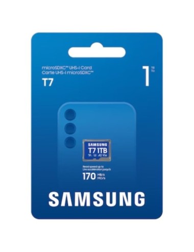 Tarjeta de Memoria Samsung T7 1TB microSD XC/ Clase 10/ 170MBs