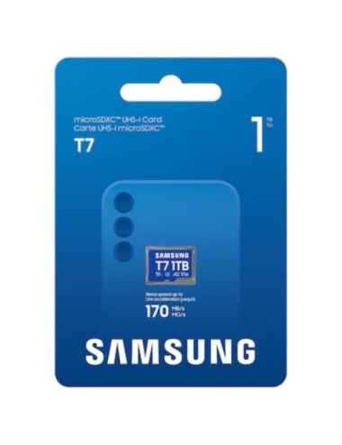 Tarjeta de Memoria Samsung T7 1TB microSD XC/ Clase 10/ 170MBs