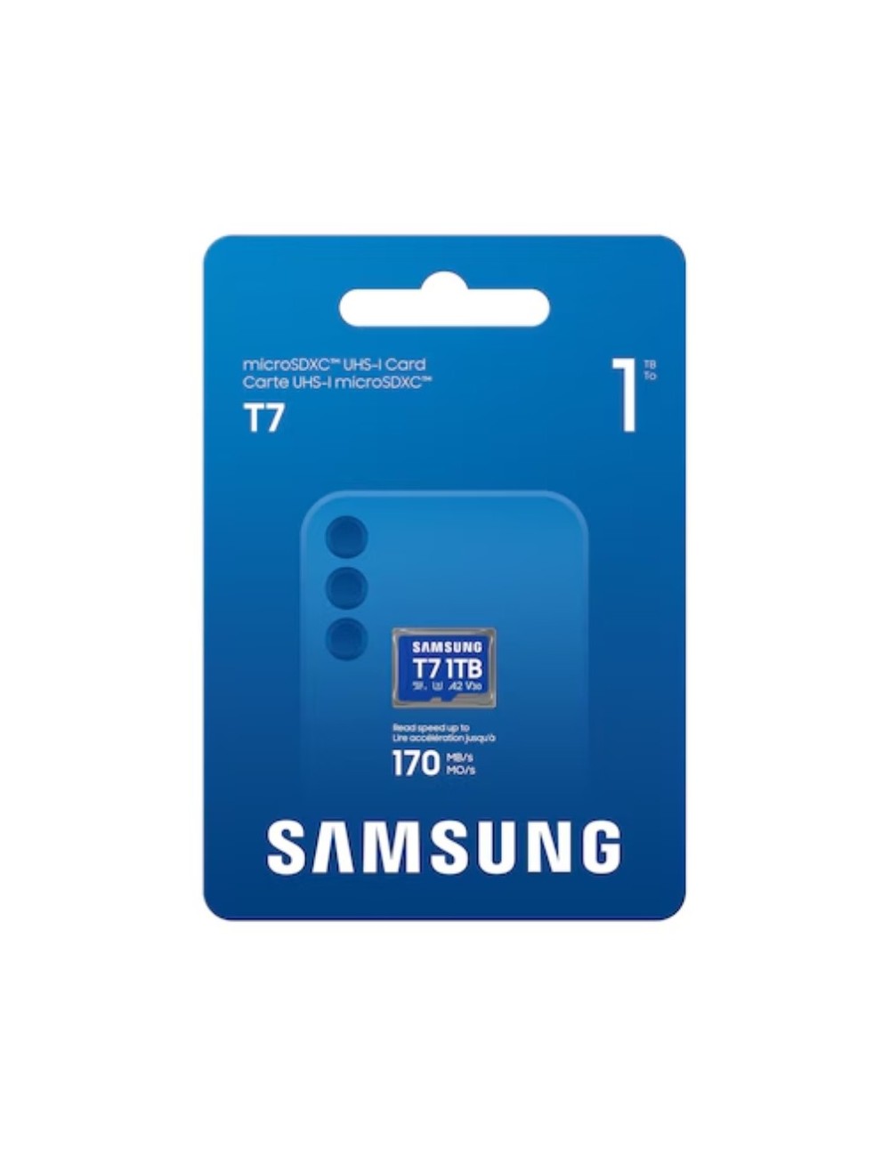 Tarjeta de Memoria Samsung T7 1TB microSD XC/ Clase 10/ 170MBs