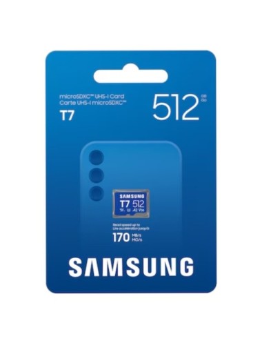 Tarjeta de Memoria Samsung T7 512GB microSD XC/ Clase 10/ 170MBs