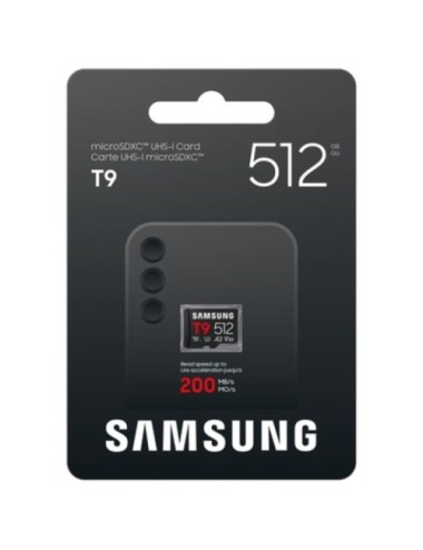 Tarjeta de Memoria Samsung T9 512GB microSD XC/ Clase 10/ 200MBs