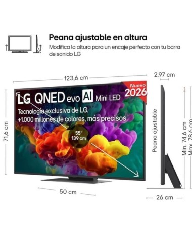 Televisor LG QNED evo AI QNED87 Mini LED 55QNED87B6A 55'/ Ultra HD 4K/ Smart TV/ WiFi
