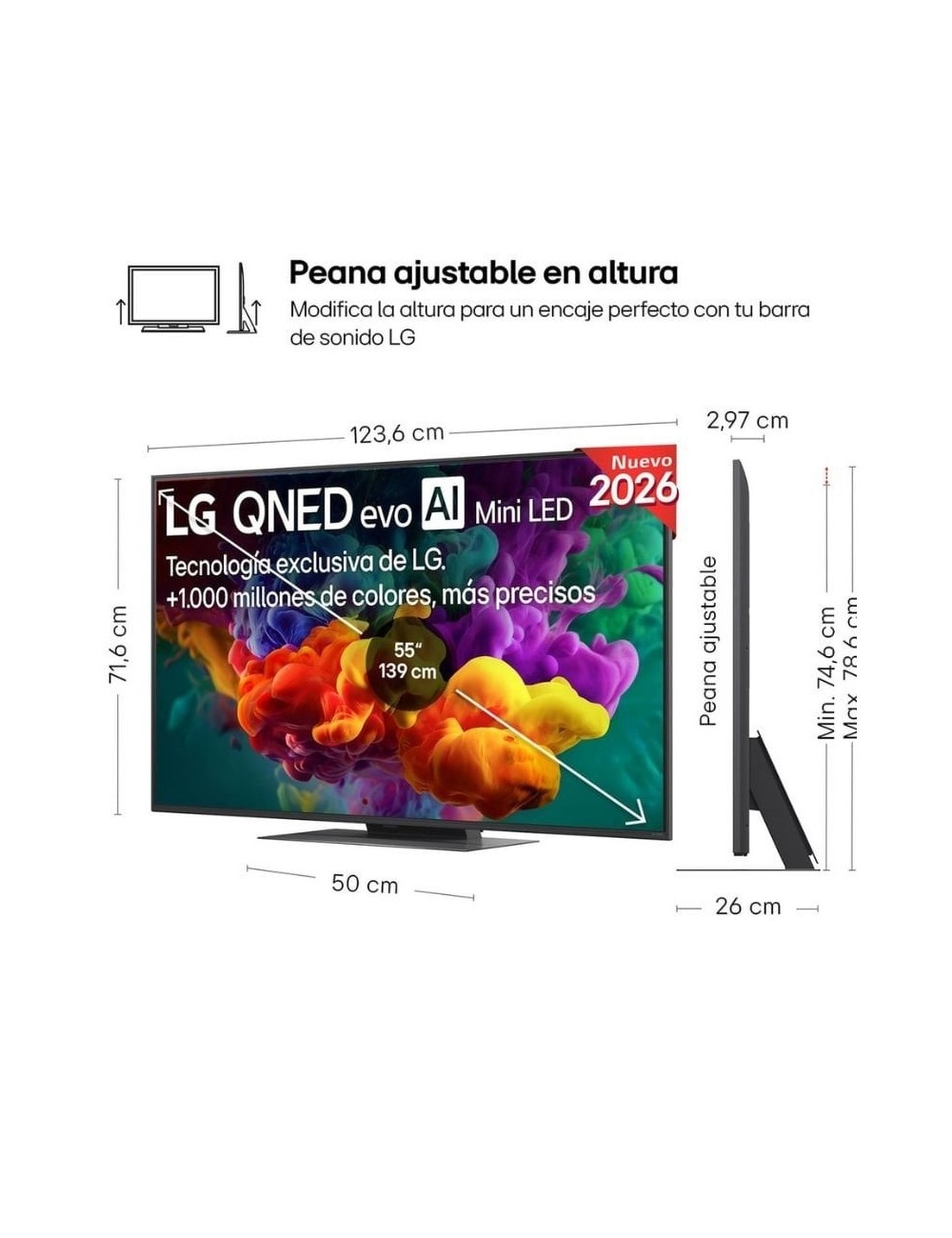 Televisor LG QNED evo AI QNED87 Mini LED 55QNED87B6A 55'/ Ultra HD 4K/ Smart TV/ WiFi