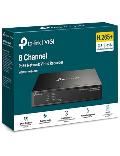 Videograbador TP-Link VIGI NVR1008H-8MP/ 8 canales/ admite hasta 10TB