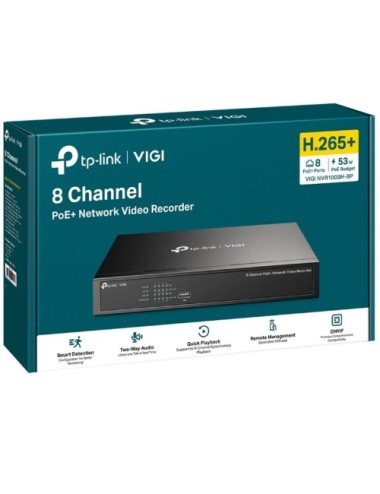 Videograbador TP-Link VIGI NVR1008H-8P/ 8 canales/ admite hasta 10TB