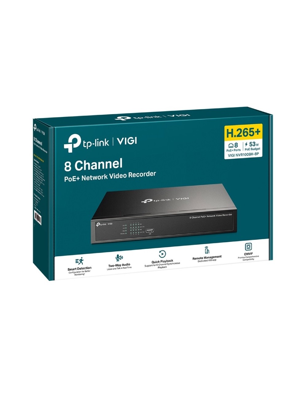 Videograbador TP-Link VIGI NVR1008H-8P/ 8 canales/ admite hasta 10TB