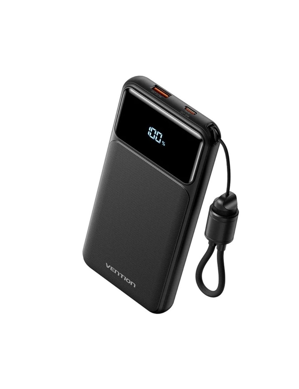 Powerbank 10000mAh Vention XGYB0-39-TY/ 22.5W/ Negro/ Incluye Cable USB Tipo-C
