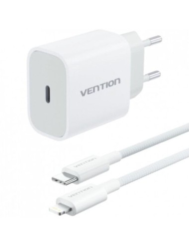 Cargador de Pared Vention G17W0-EU/ 1xUSB Tipo-C + Cable Lightning/ 20W