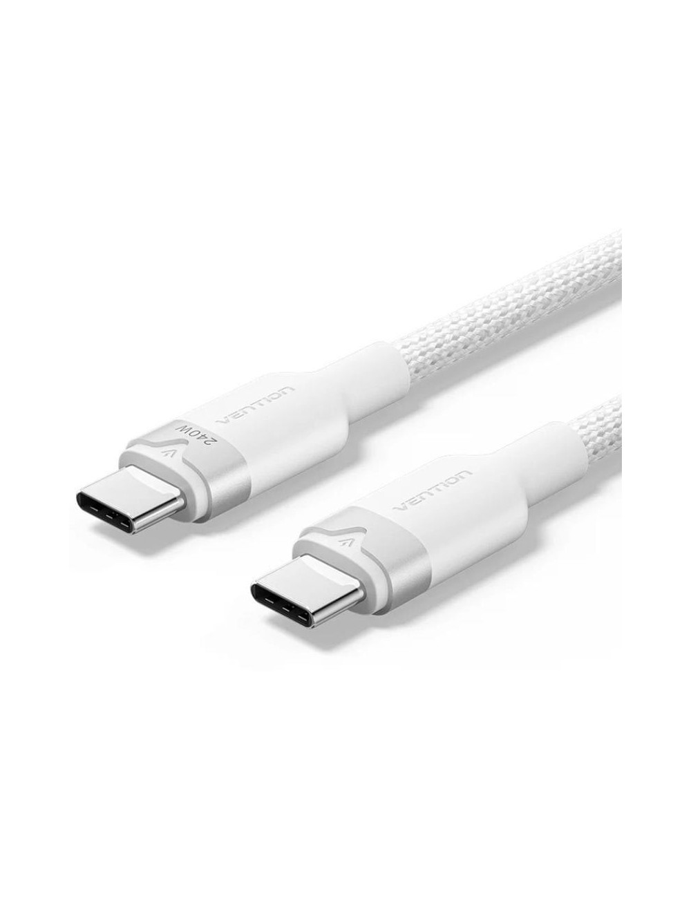 Cable USB Tipo-C 2.0 5A Vention TRIWF/ USB Tipo-C Macho - USB Tipo-C Macho/ Hasta 240W/ 480Mbps/ 1m/ Blanco