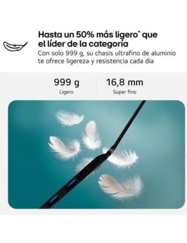 Portátil LG Gram 14ZD90RU-G.AX52B Intel Core i5-1334U/ 8GB/ 256GB SSD/ 14'/ Sin Sistema Operativo