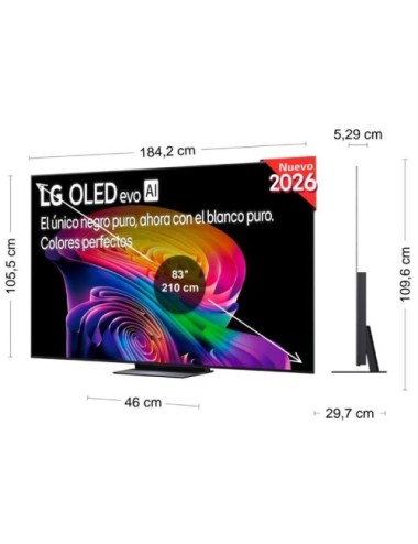 Televisor LG OLED evo AI C6 OLED83C66LB 83'/ Ultra HD 4K/ Smart TV/ WiFi