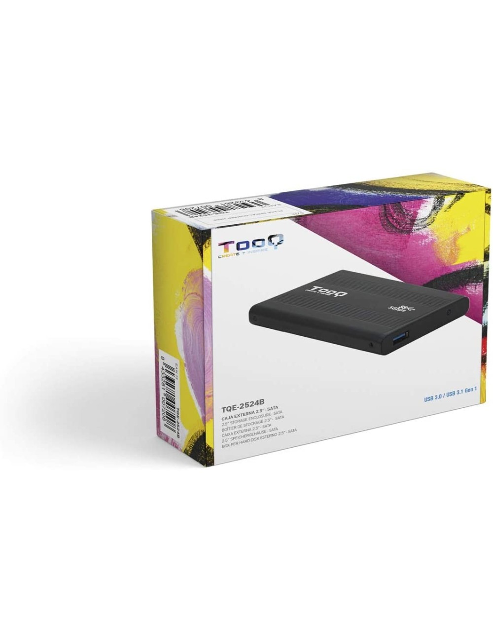 CAIXA EXTERNA DISC DUR TOOQ TQE-2524B 2.5" 9.5m SATA USB 3.0 COLOR NEGRE ( TQE-2524B )