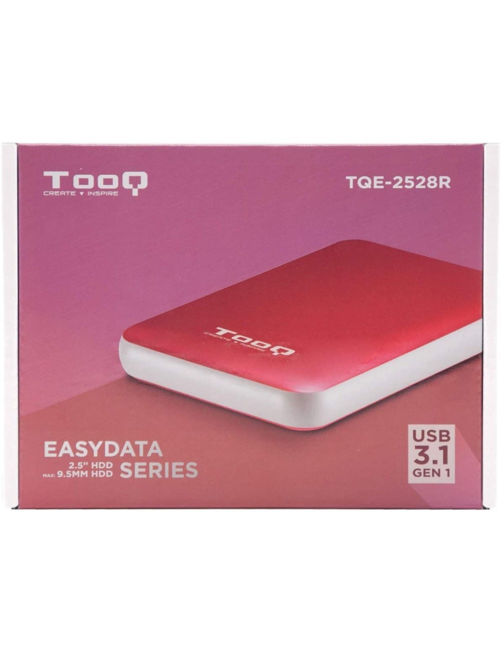 CAIXA EXTERNA TOOQ HD 2.5"   9.5mm SATA USB 3.1 PLASTIC VERMELL ( TQE-2528R )