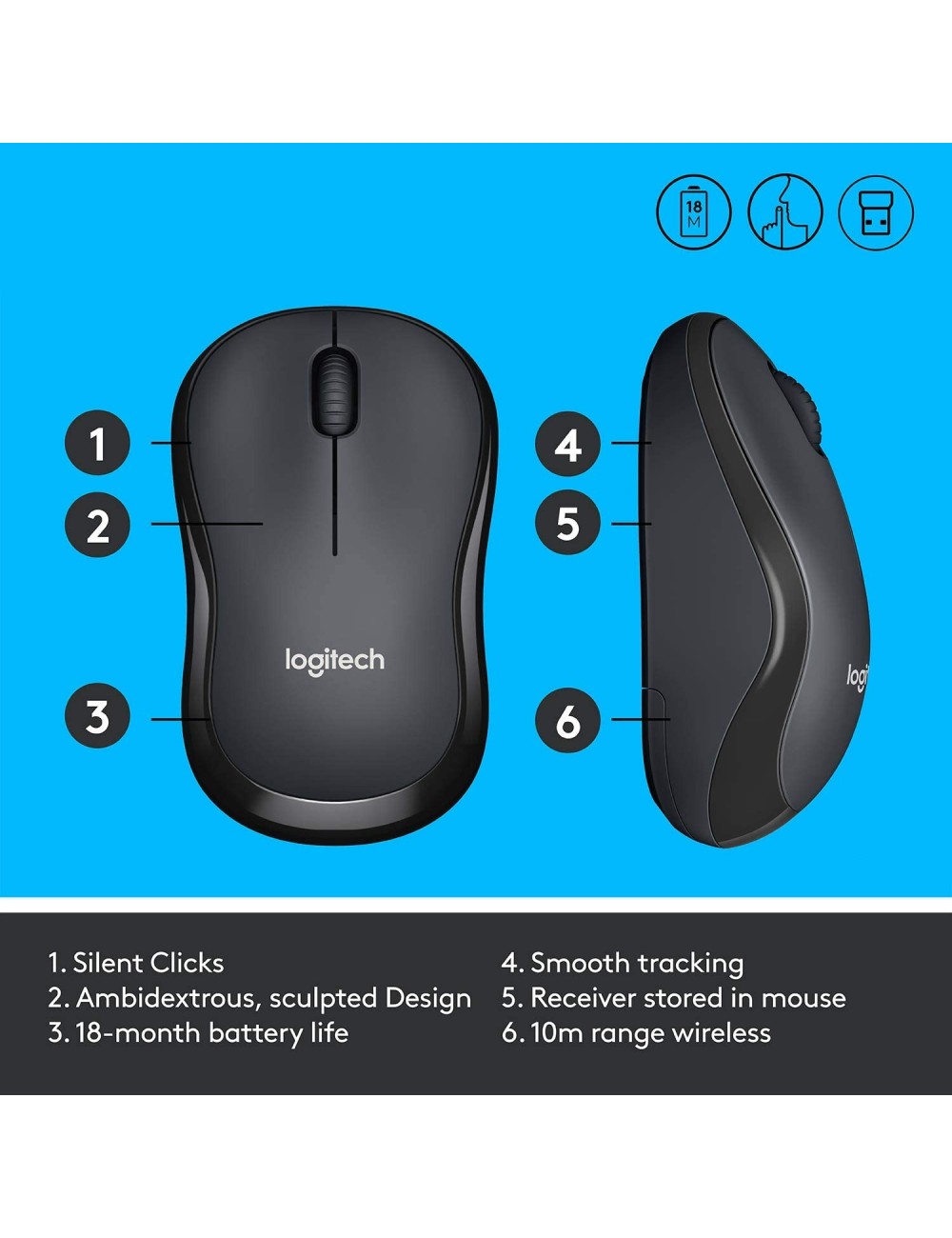 RATOLI LOGITECH M220 WIRELESS SILENT COLOR NEGRE ( 910-004878 )