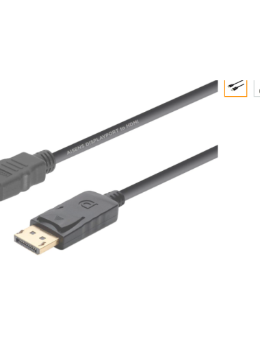CABLE AISENS DISPLAYPORT MASCLE A HDMI MASCLE 2MTS NEGRE ( A125-0364 )