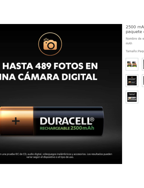 PACK DE 4 PLIES AA DURACELL 1.2V RECARREGABLES ( HR06-P )