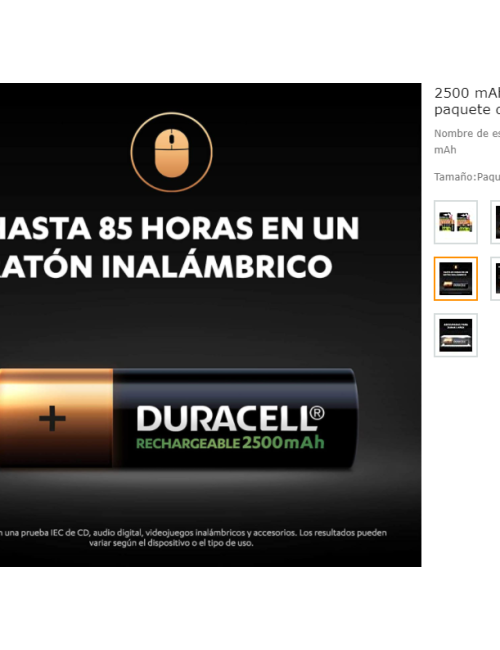 PACK DE 4 PLIES AA DURACELL 1.2V RECARREGABLES ( HR06-P )