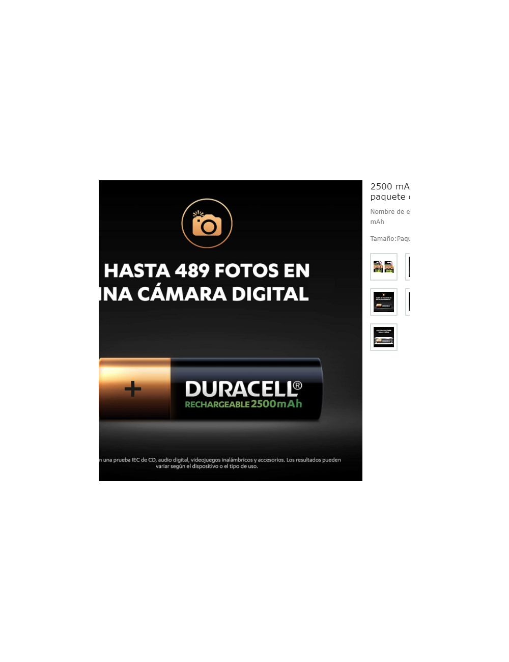 PACK DE 4 PLIES AA DURACELL 1.2V RECARREGABLES ( HR06-P )