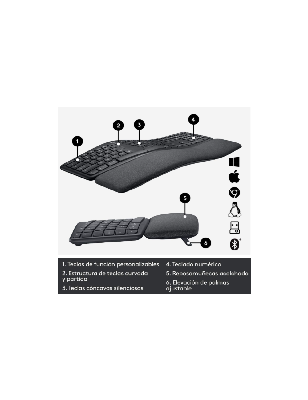 TECLAT LOGITECH ERGO K860 WIRELESS GRAFIT ( 920-010105 )