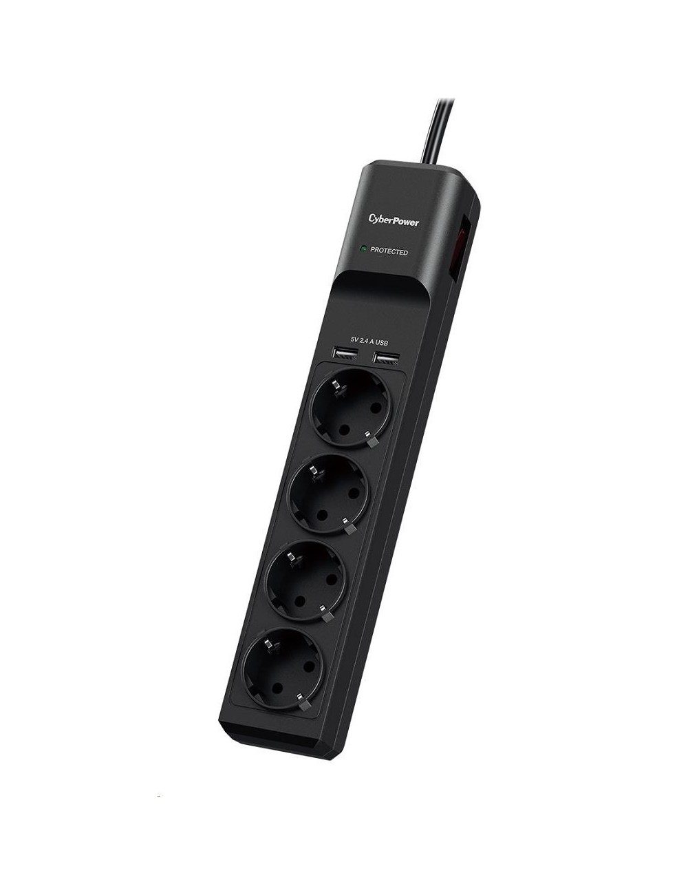 REGLETA AMB INTERRUPTOR CYBERPOWER - 4 TOMES DE CORRENT - 2 USB - NEGRA ( P0420SUD0-DE )